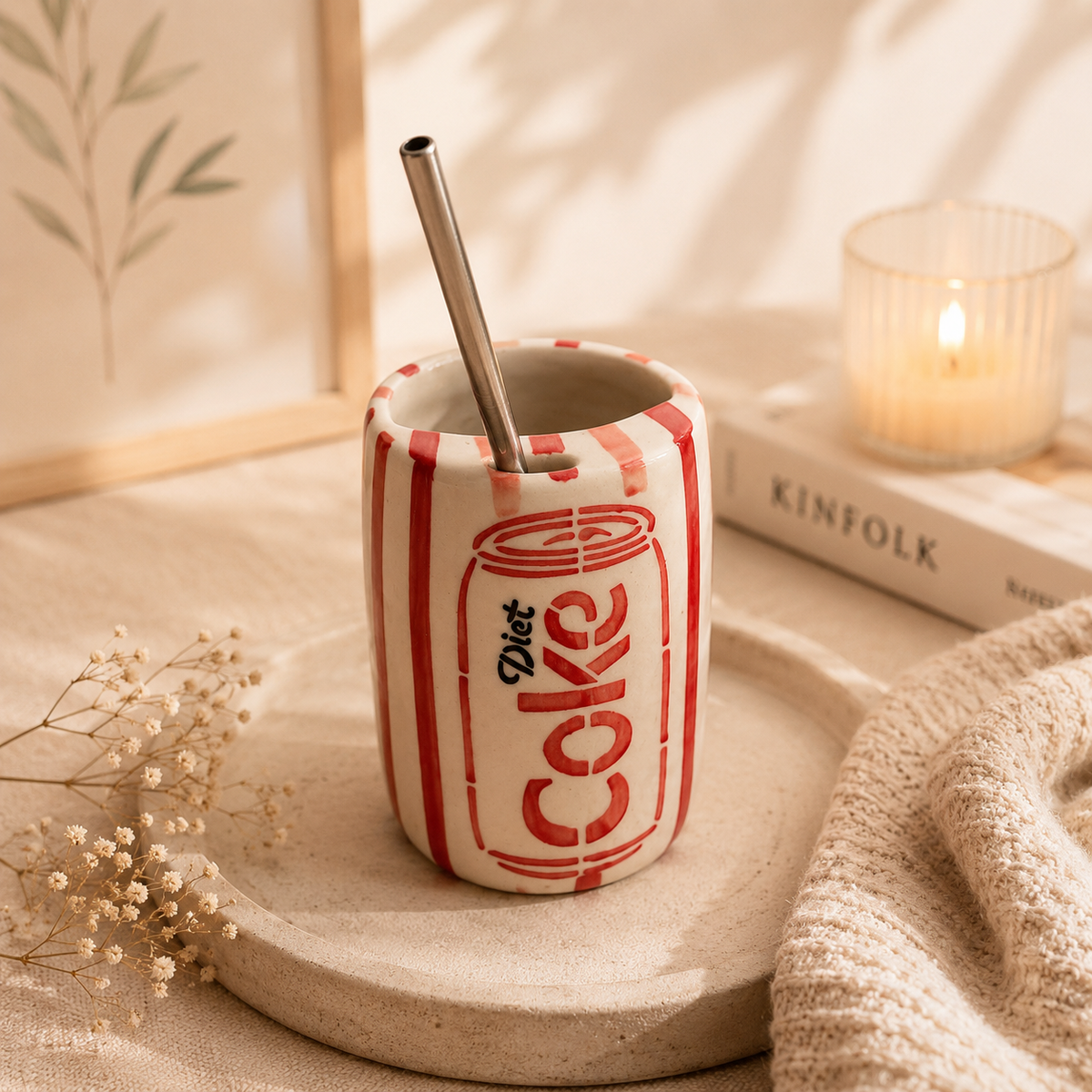 Diet Coke Ceramic Tumbler with Straw