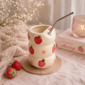 Strawberry Ceramic Tumbler with Straw